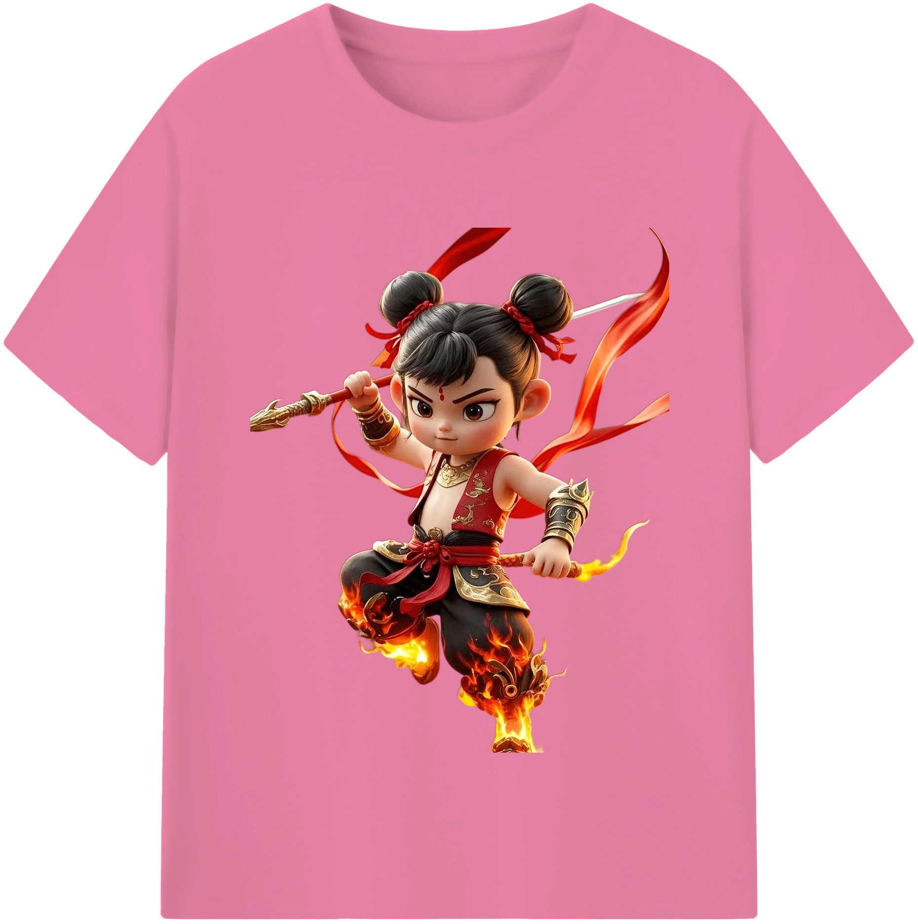 （画像用） Ne Zha 2 ナタ 魔童の大暴れ 綿100％半袖Tシャツ（フロントプリント）